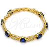 Pulsera Tennis 03.206.0001.1.07 Oro Laminado, Diseño de Besos y Abrazos, con Zafiro Azul and Blanca Zirconia Cubica, Pulido, Tono Dorado (07 MM Thickness, 7 Inches Length)