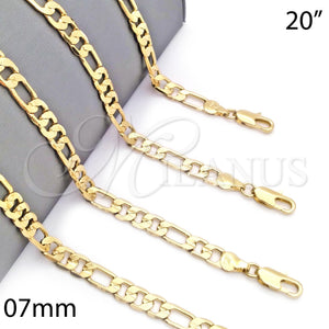 Gargantilla Basica 5.223.034.20 Oro Laminado, Diseño de Pave Figaro, Diamantado, Tono Dorado (160 Gauge, 07 MM Thickness, 20 Inches Length)