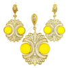 Juego de Arete y Dije de Adulto 10.91.0342.3 Oro Laminado, Diseño de Bola, con Amarillo Opal and Blanca Cristal, Pulido, Tono Dorado