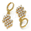 Arete Colgante 02.210.0001 Oro Laminado, con Blanca Zirconia Cubica, Pulido, Tono Dorado