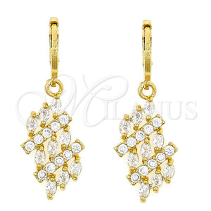Arete Colgante 02.210.0001 Oro Laminado, con Blanca Zirconia Cubica, Pulido, Tono Dorado