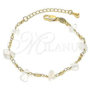 Pulsera Elegante 03.63.1307.07 Oro Laminado, con Blanca Cristal, Pulido, Tono Dorado (7 Inches Length)