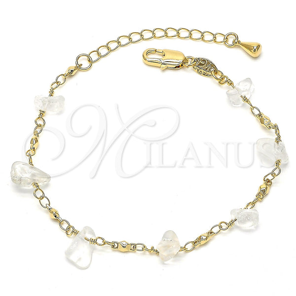 Pulsera Elegante 03.63.1307.07 Oro Laminado, con Blanca Cristal, Pulido, Tono Dorado (7 Inches Length)