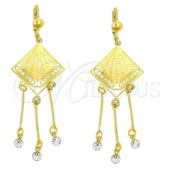 Arete Chandelier 02.211.0012 Oro Laminado, Diseño de File, con Blanca Cristal, Pulido, Tono Dorado