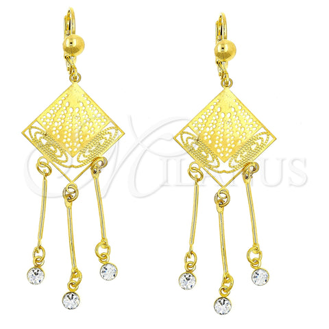 Arete Chandelier 02.211.0012 Oro Laminado, Diseño de File, con Blanca Cristal, Pulido, Tono Dorado