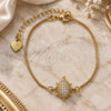 Pulsera Elegante 03.208.0001.06 Oro Laminado, Diseño de Tortuga y Box, con Zirconia Cubica Blanca, Pulido, Tono Dorado (Grosor 01 MM, 6 Pulgadas de Largo)