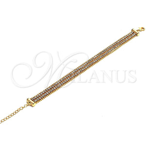Pulsera Elegante 03.60.0121.07 Oro Laminado, con Blanca Zirconia Cubica, Pulido, Tono Dorado (08 MM Thickness, 7 Inches Length)