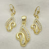 Juego de Arete y Dije de Adulto 10.160.0047 Oro Laminado, Diseño de Cisne, con Blanca Cristal, Pulido, Tono Dorado