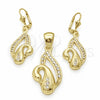 Juego de Arete y Dije de Adulto 10.160.0047 Oro Laminado, Diseño de Cisne, con Blanca Cristal, Pulido, Tono Dorado