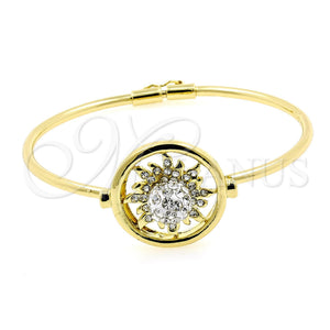 Aro Individual 07.59.0047 Oro Laminado, Diseño de Sol y Bola, con Blanca Cristal, Pulido, Tono Dorado (60 MM Thickness, Size 3 (2.00 Diameter))