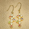 Arete Colgante 02.59.0115 Oro Laminado, Diseño de Uva, con Multicolor Zirconia Cubica, Pulido, Tono Dorado