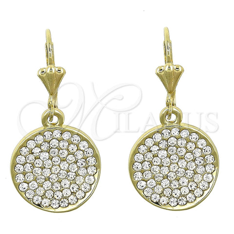 Arete Colgante 02.59.0122 Oro Laminado, con Blanca Cristal, Pulido, Tono Dorado