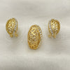 Juego de Arete y Dije de Adulto 10.59.0227 Oro Laminado, Diseño de Oja, con Blanca Cristal, Pulido, Tono Dorado