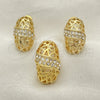 Juego de Arete y Dije de Adulto 10.59.0231 Oro Laminado, con Blanca Cristal, Pulido, Tono Dorado