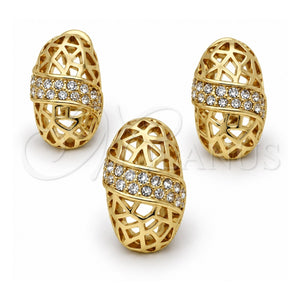 Juego de Arete y Dije de Adulto 10.59.0231 Oro Laminado, con Cristal Blanca, Pulido, Tono Dorado