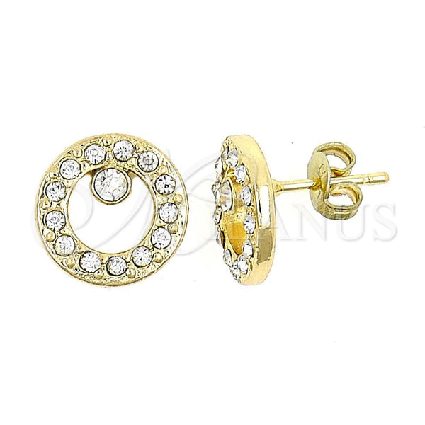 Arete Dormilona 02.59.0121 Oro Laminado, con Blanca Cristal, Pulido, Tono Dorado