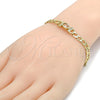 Pulsera Elegante 03.59.0030.08 Oro Laminado, Diseño de Cubana, con Onix Negro Zirconia Cubica and Blanca Cristal, Pulido, Tono Dorado (07 MM Thickness, 8 Inches Length)