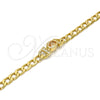 Pulsera Elegante 03.59.0030.08 Oro Laminado, Diseño de Cubana, con Onix Negro Zirconia Cubica and Blanca Cristal, Pulido, Tono Dorado (07 MM Thickness, 8 Inches Length)