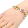 Pulsera Elegante 03.59.0036.08 Oro Laminado, Diseño de Gota, con Multicolor Zirconia Cubica, Pulido, Tono Dorado (15 MM Thickness, 8 Inches Length)
