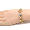 Pulsera Elegante 03.59.0036.08 Oro Laminado, Diseño de Gota, con Multicolor Zirconia Cubica, Pulido, Tono Dorado (15 MM Thickness, 8 Inches Length)