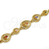 Pulsera Elegante 03.59.0036.08 Oro Laminado, Diseño de Gota, con Multicolor Zirconia Cubica, Pulido, Tono Dorado (15 MM Thickness, 8 Inches Length)