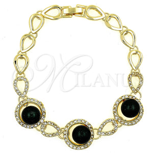 Pulsera Elegante 03.59.0025.08 Oro Laminado, Diseño de Bola, con Turmalina Opal and Blanca Cristal, Pulido, Tono Dorado (15 MM Thickness, 8 Inches Length)