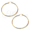 Argolla Extra Grande 02.70.0020.65 Chapa de Oro, Diseño de Torcido, Pulido, Tres Tonos