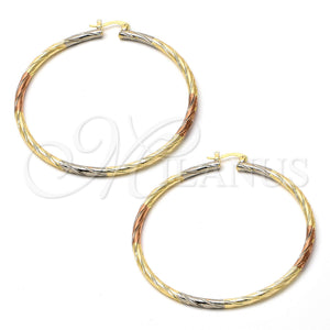 Argolla Extra Grande 02.70.0023.65 Chapa de Oro, Diamantado, Tres Tonos