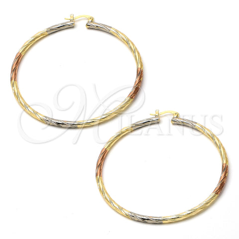 Argolla Extra Grande 02.70.0023.65 Chapa de Oro, Diamantado, Tres Tonos