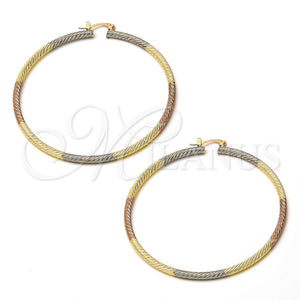 Argolla Extra Grande 02.70.0026.65 Chapa de Oro, Diamantado, Tres Tonos