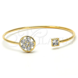 Aro Individual 07.97.0058.1 Oro Laminado, Diseño de Flor, con Blanca Zirconia Cubica and Blanca Cristal, Pulido, Tono Dorado (02 MM Thickness, One size fits all)