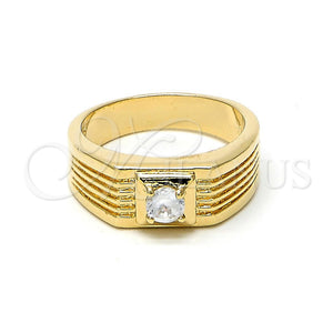 Anillo de Hombre 5.175.023.06 Oro Laminado, Diseño de Solitario, con Blanca Zirconia Cubica, Diamantado, Tono Dorado (Size 6)