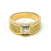 Anillo de Hombre 5.175.023.07 Oro Laminado, Diseño de Solitario, con Blanca Zirconia Cubica, Diamantado, Tono Dorado (Size 7)