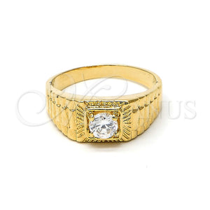 Anillo de Hombre 5.175.025.06 Oro Laminado, Diseño de Solitario, con Blanca Zirconia Cubica, Diamantado, Tono Dorado (Size 6)
