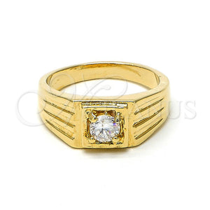 Anillo de Hombre 5.175.028.06 Oro Laminado, Diseño de Solitario, con Blanca Zirconia Cubica, Pulido, Tono Dorado (Size 6)