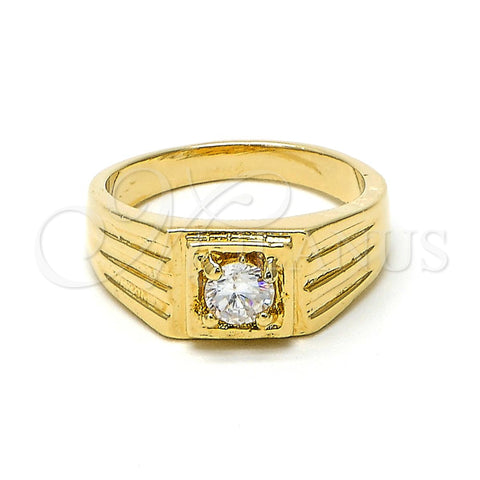 Anillo de Hombre 5.175.028.06 Oro Laminado, Diseño de Solitario, con Blanca Zirconia Cubica, Pulido, Tono Dorado (Size 6)