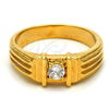 Anillo de Hombre 5.175.028.08 Oro Laminado, Diseño de Solitario, con Blanca Zirconia Cubica, Pulido, Tono Dorado (Size 8)