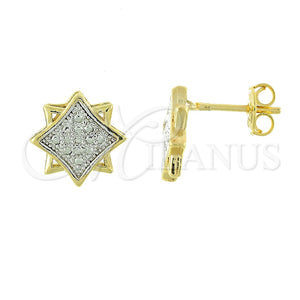 Arete Dormilona 02.55.0024 *PROMO* Oro Laminado, Diseño de Leon, Pulido, Dos Tonos