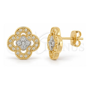 Arete Dormilona 02.55.0025 *PROMO* Oro Laminado, Diseño de Flor y Floral, Pulido, Dos Tonos