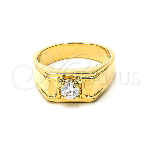 Anillo de Hombre 5.178.027.07 Oro Laminado, con Blanca Zirconia Cubica, Pulido, Tono Dorado (Size 7)