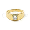 Anillo de Hombre 5.175.024.08 Oro Laminado, Diseño de Solitario, con Blanca Zirconia Cubica, Pulido, Tono Dorado (Size 8)