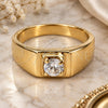 Anillo de Hombre 5.175.024.09 Oro Laminado, Diseño de Solitario, con Zirconia Cubica Blanca, Pulido, Tono Dorado (Tamaño 9)