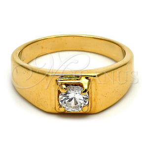 Anillo de Hombre 5.175.024.09 Oro Laminado, Diseño de Solitario, con Blanca Zirconia Cubica, Pulido, Tono Dorado (Size 9)