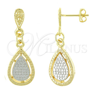 Arete Colgante 02.55.0044 Oro Laminado, Diseño de Gota, Mate, Dos Tonos