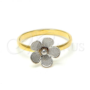 Anillo Infantil 01.21.0008.1.03 Oro Laminado, Diseño de Flor, Pulido, Tres Tonos (Size 3)