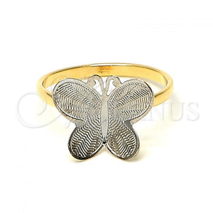 Anillo Infantil 01.21.0037.03 Oro Laminado, Diseño de Mariposa, Pulido, Dos Tonos (Size 3)