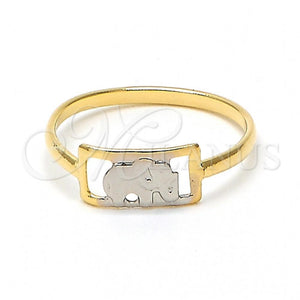 Anillo Infantil 01.21.0038.04 Oro Laminado, Diseño de Elefante, Pulido, Dos Tonos (Size 4)