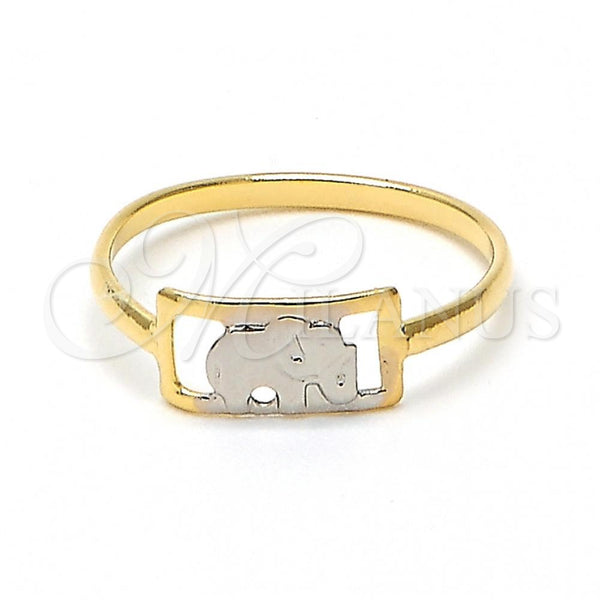 Anillo Infantil 01.21.0038.04 Oro Laminado, Diseño de Elefante, Pulido, Dos Tonos (Size 4)