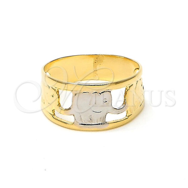 Anillo Infantil 01.21.0040.03 Oro Laminado, Diseño de Elefante, Pulido, Dos Tonos (Size 3)