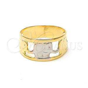 Anillo Infantil 01.21.0040.04 Oro Laminado, Diseño de Elefante, Pulido, Dos Tonos (Size 4)